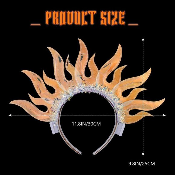 Light Up LED Fire Headband Women's Flashing Party Festival Cosplay - Picture 4 of 6